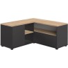 Meuble TV d'angle - Décor chene et noir - 2 portes + 3 niches - L 90 x P 90 x H 45 cm - TEMAHOME