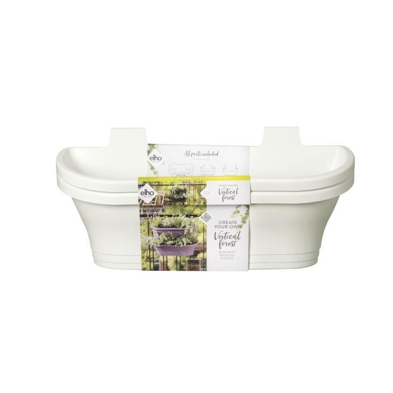 Jardiniere balcon Corsica Vert Forest Large Set 2 blanc