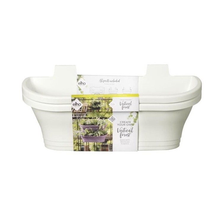 Jardiniere balcon Corsica Vert Forest Large Set 2 blanc