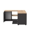 Meuble TV d'angle - Décor chene et noir - 2 portes + 3 niches - L 90 x P 90 x H 45 cm - TEMAHOME