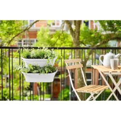 Jardiniere balcon Corsica Vert Forest Large Set 2 blanc