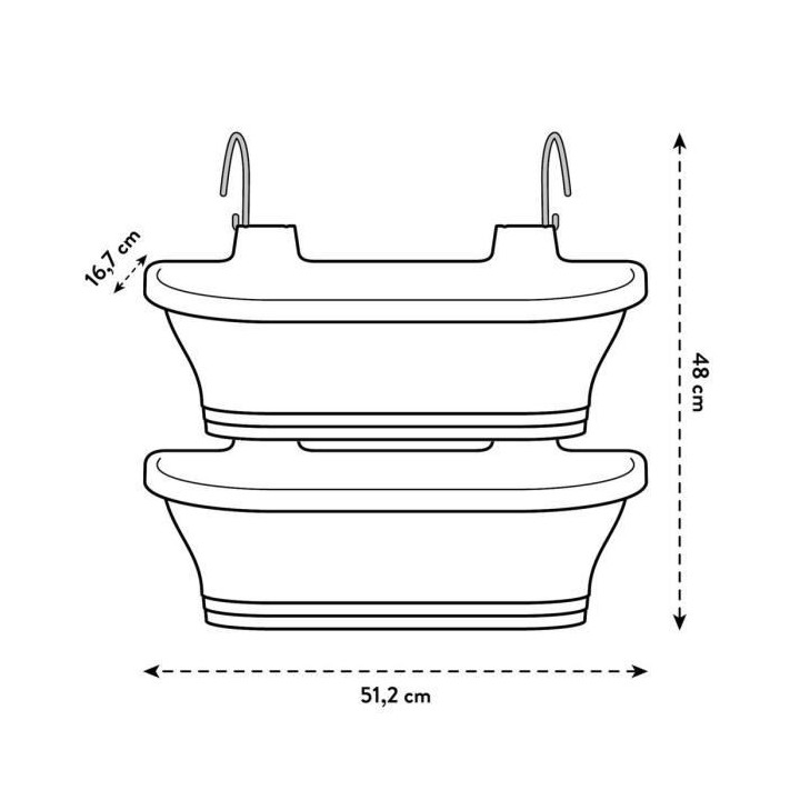 Jardiniere balcon Corsica Vert Forest Large Set 2 blanc