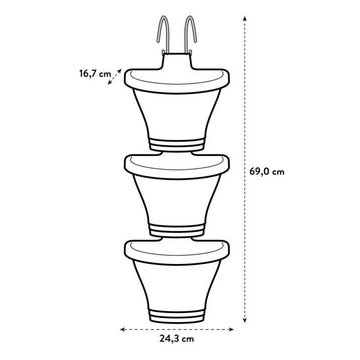 Pots a fleurs Vertical 24 Set/3 violet vif