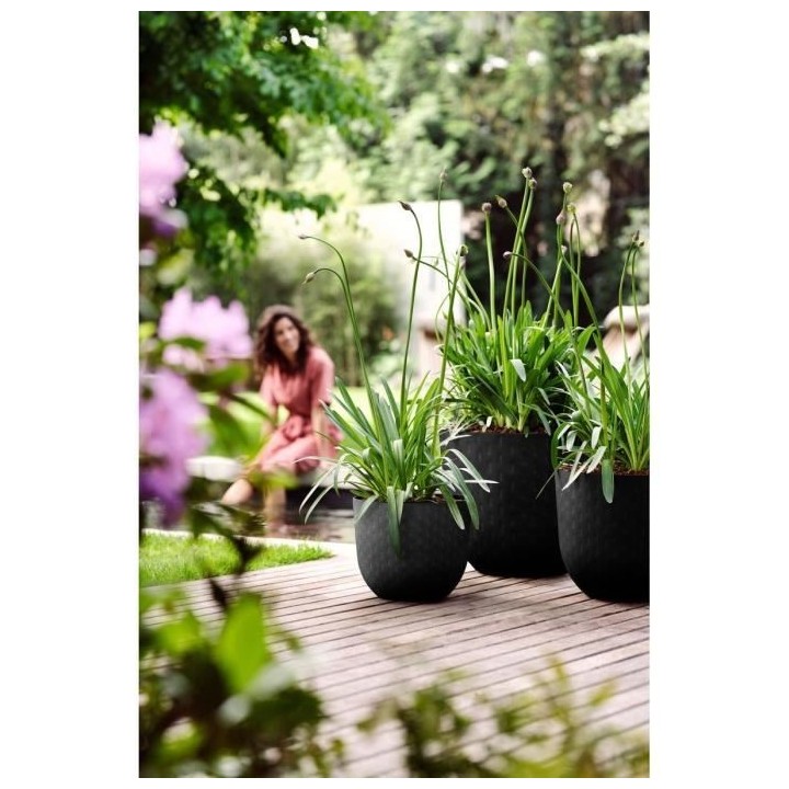 Pot de fleur Fuente Grains Rond 38 onyx noir