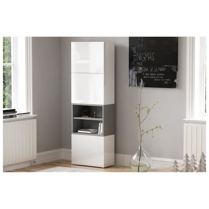 MAYA Meuble a chaussures contemporain mélaminé laqué blanc - L 50 c