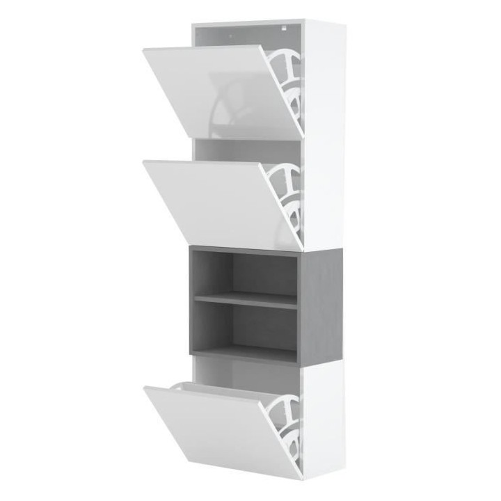 MAYA Meuble a chaussures contemporain mélaminé laqué blanc - L 50 c