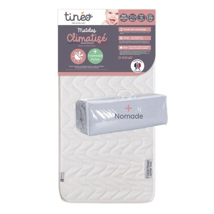 Matelas climatisé TINEO 60x120 cm - Epaisseur 10 cm - Livré avec mat