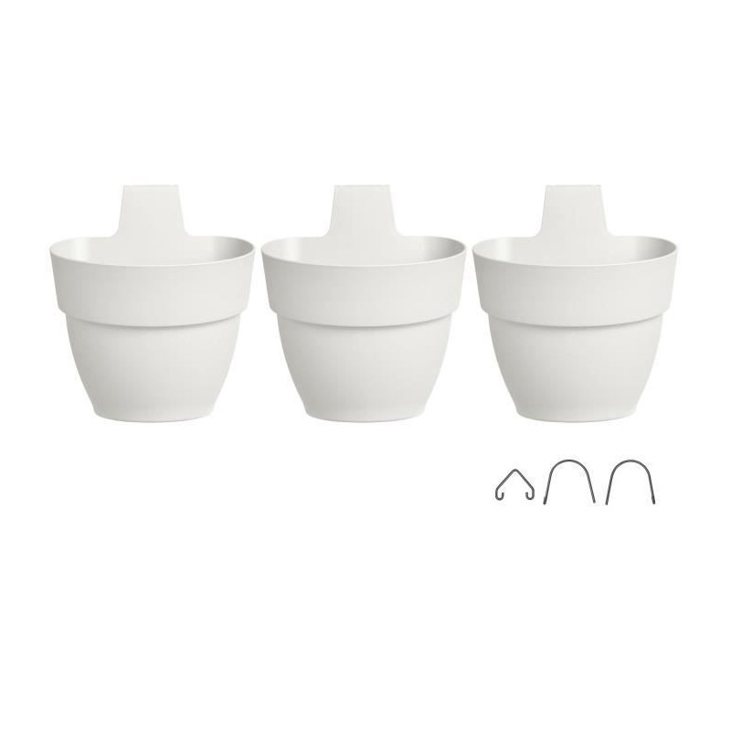 ELHO - Pot de fleurs - Vibia Campana Foret Vertical Set/3 - Blanc Soie - Balcon extérieur - L 17.1 x W 20.7 x H 29.7 cm