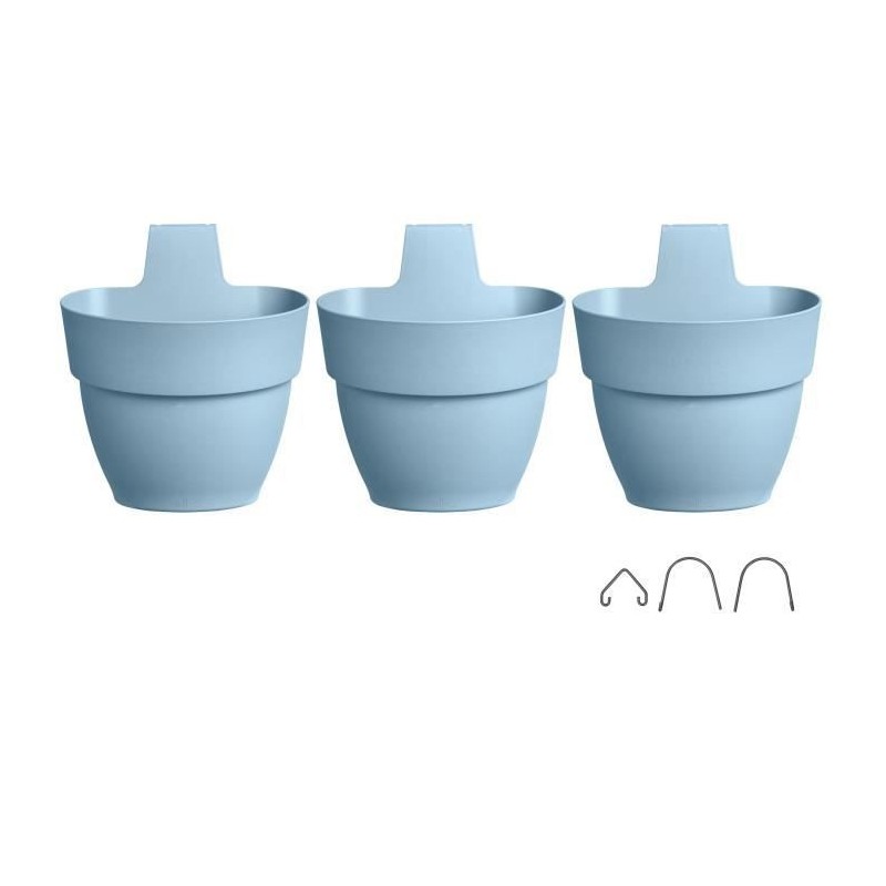 ELHO - Pot de fleurs - Vibia Campana Foret Vertical Set/3 - Bleu Vintage - Balcon extérieur - L 17.1 x W 20.7 x H 29.7 cm