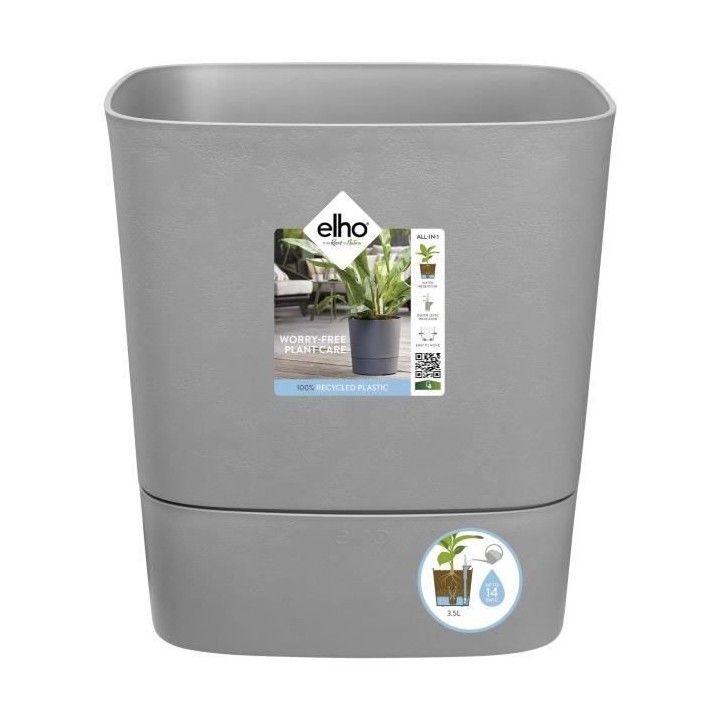 ELHO - Pot de fleurs - Greensense Aqua Care Carré 30 - Ciment Clair -