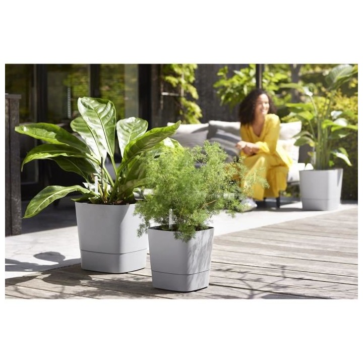 ELHO - Pot de fleurs - Greensense Aqua Care Carré 30 - Ciment Clair -