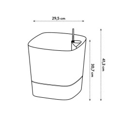 ELHO - Pot de fleurs - Greensense Aqua Care Carré 30 - Ciment Clair - Intérieur/extérieur - Ø 29.5 x H 30.2 cm