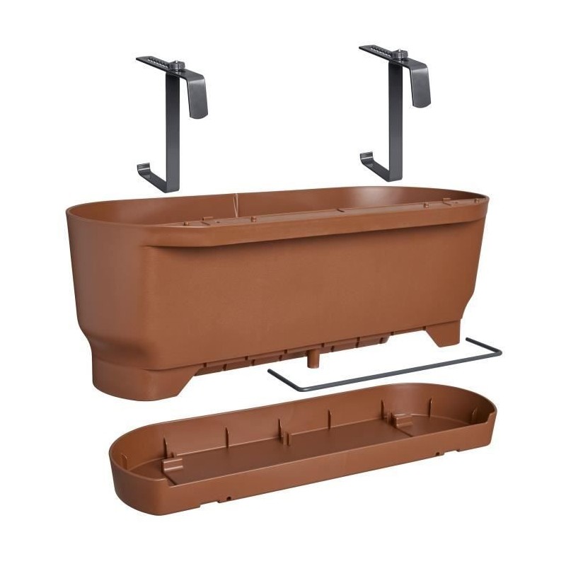 ELHO Jardiniere de balcon Greenville Easy Balcony 52 - Marron Glacé - Balcon - L 21.2 x W 52 x H 19.4 cm