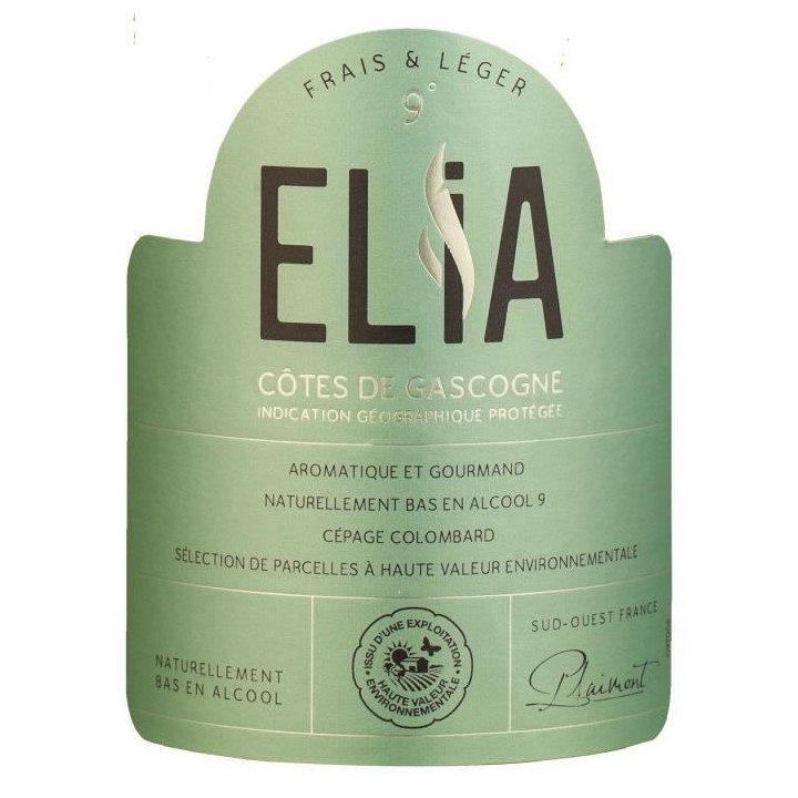 Elia 2021 IGP Côtes de Gascogne Vin blanc du Sud Ouest Naturellement