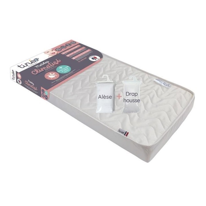 Matelas Climatisé TINEO 70x140 cm - Epaisseur 10 cm - Livré avec dra