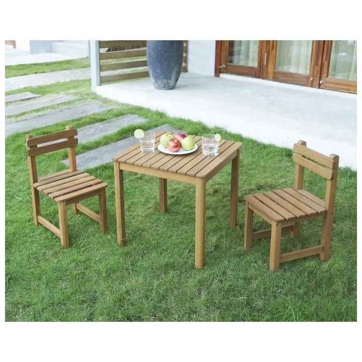 Ensemble repas de jardin pour enfant - 2 personnes - Table carrée 50