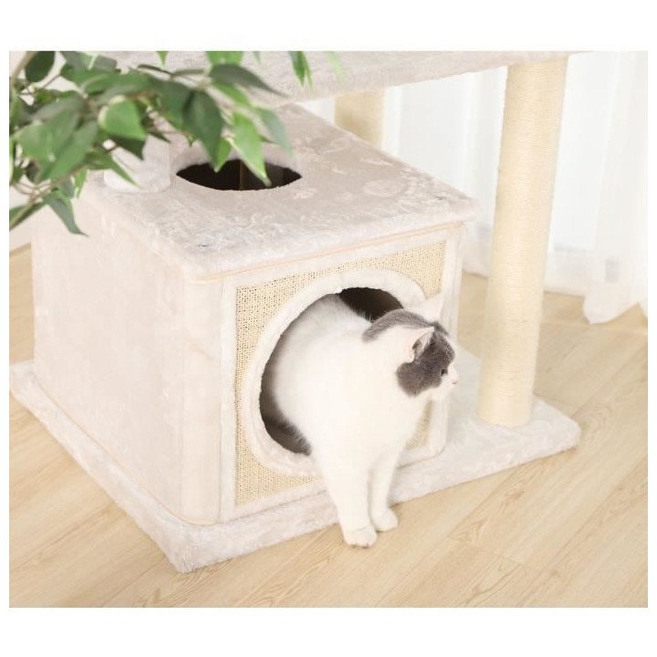 Grand Arbre a chat avec niche - 104 x 60 x H.178 cm - Blanc