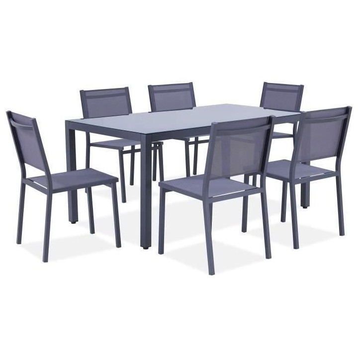 Ensemble repas de jardin 6 personnes Aluminium- Table avec plateau en