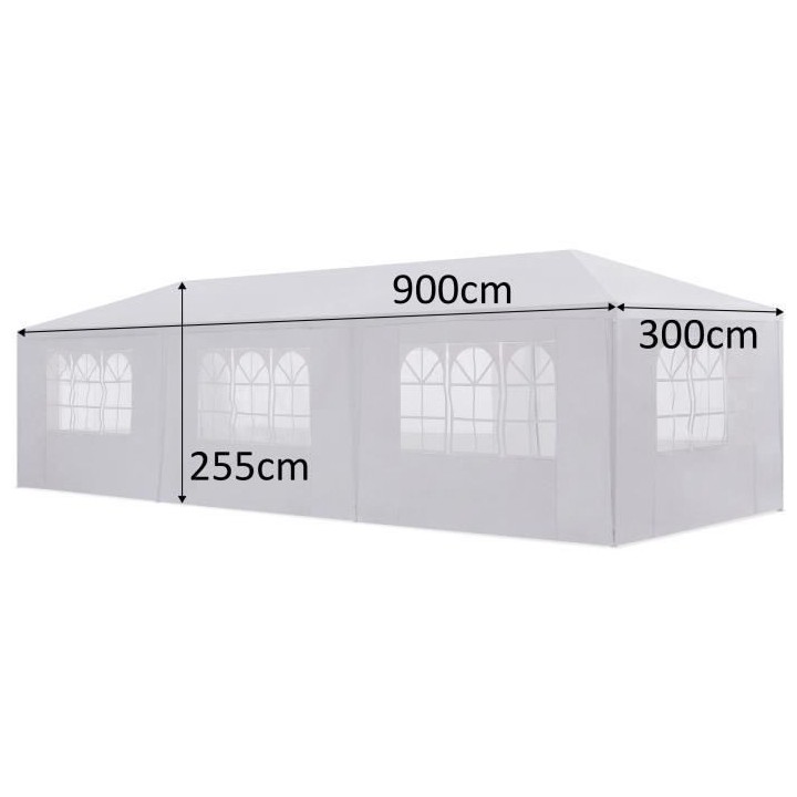Tonnelle de réception Marinea - L.9 x l.3 x H.2,55 m - Structure Acie
