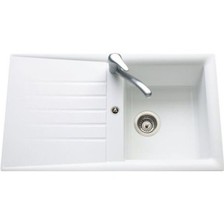 EWI Evier cuisine a encastrer 1 bac + 1 égouttoir Emeraude - Résine