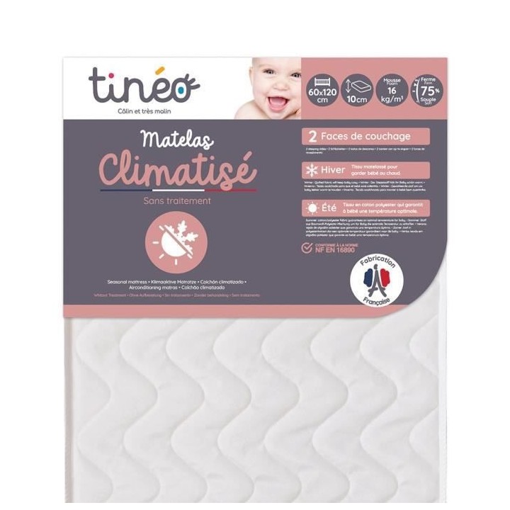 TINEO Matelas bébé Climatisé 60x120 cm