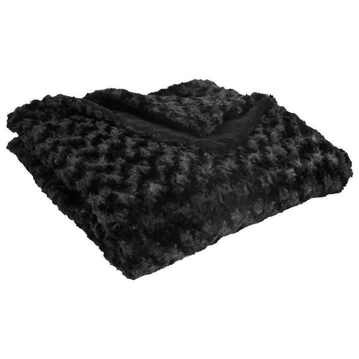 Plaid fourrure bouclée - 120 x 160 cm - Noir