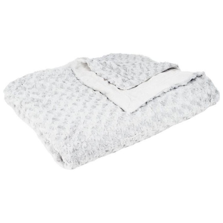 Plaid fourrure bouclée - 180 x 230 cm - Gris