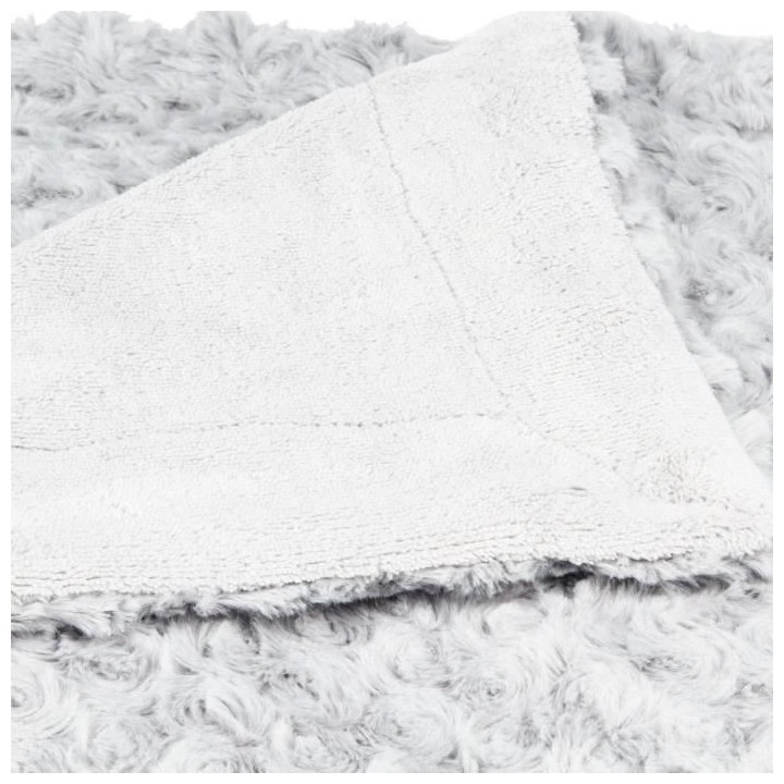 Plaid fourrure bouclée - 180 x 230 cm - Gris