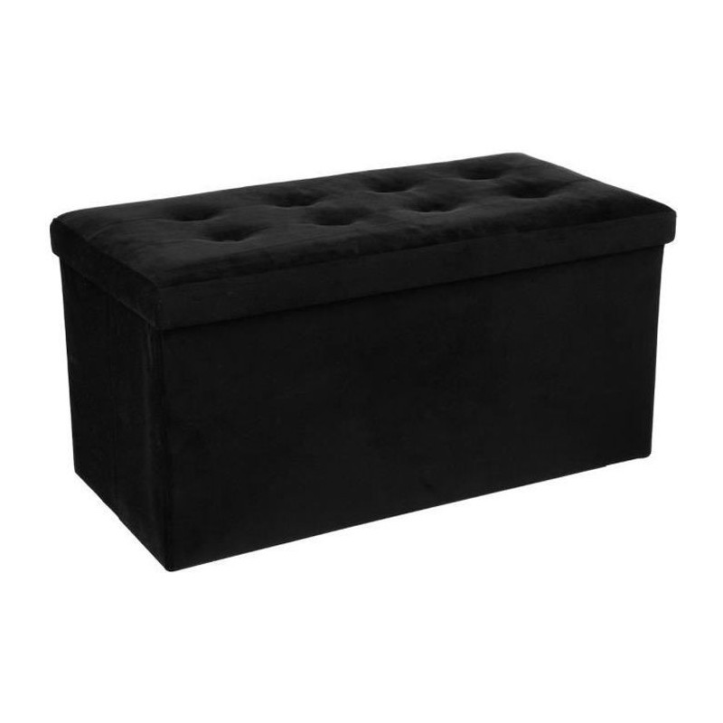 Pouf pliable - Lysandre en velours - Noir - L 75,7 x P 37,5 x H 38 cm