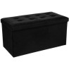 Pouf pliable - Lysandre en velours - Noir - L 75,7 x P 37,5 x H 38 cm