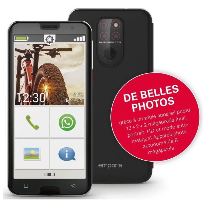 EMPORIA Smartphone pour seniors 5,5 - Noir