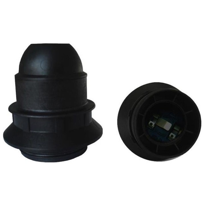 Douille E27 thermoplastique simple ZENITECH bague Noir