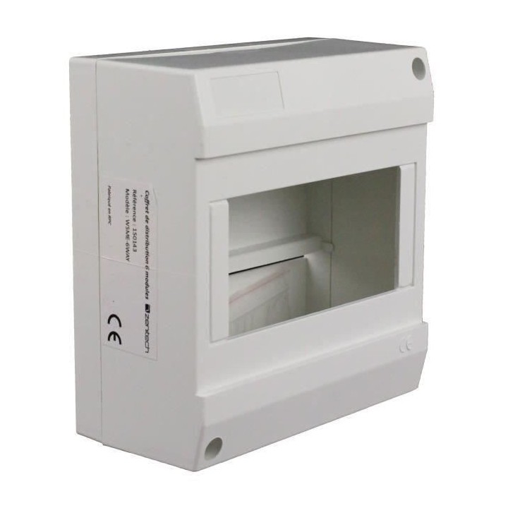 Coffret électrique ZENITECH nu a équiper 1 rangée 6 modules blanc