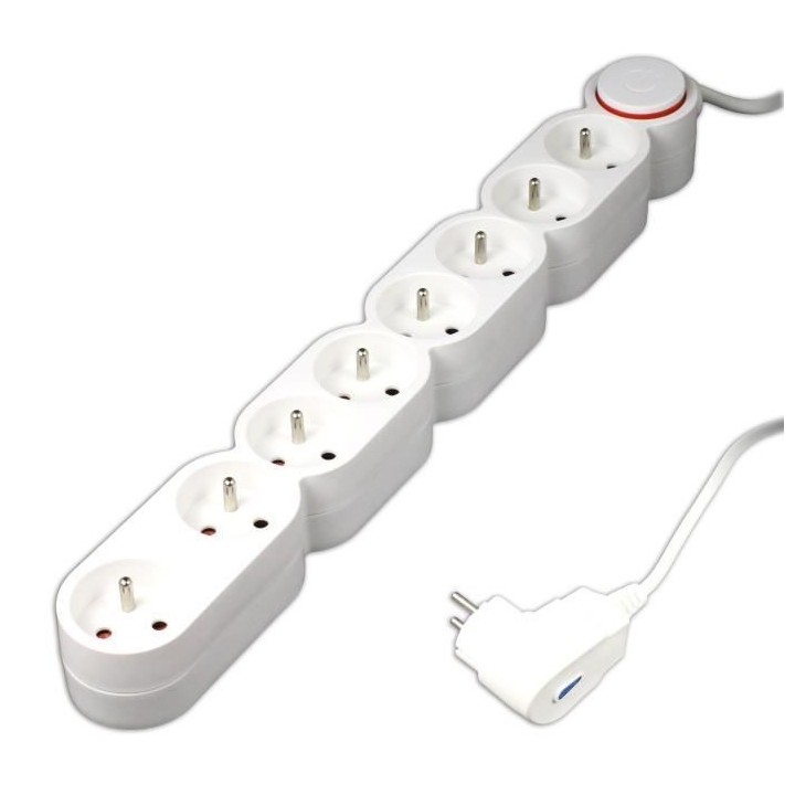 Bloc multiprises parafoudre 8 prises 16A avec interrupteur blanc