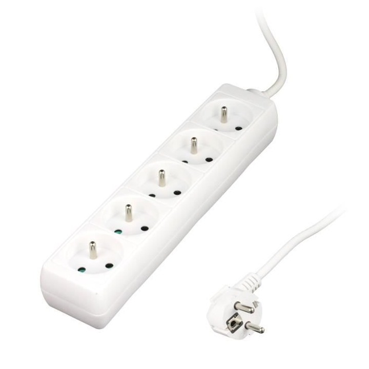 Bloc multiprise ZENITECH 5 prises 16A - Blanc