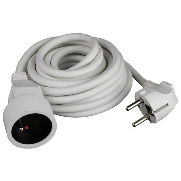 Rallonge électrique ZENITECH 1m90 3x1mm² - Blanc