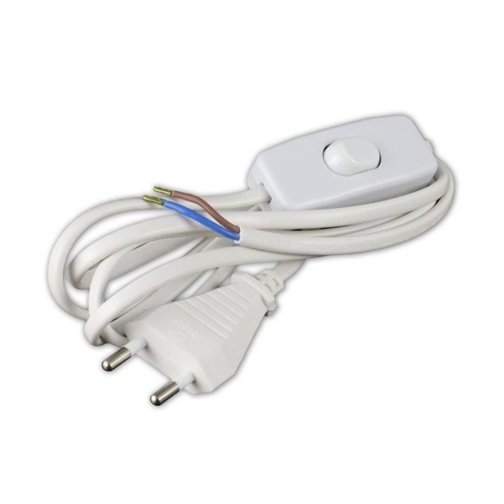 Cordon d'alimentation ZENITECH 1,5m avec interrupteur blanc