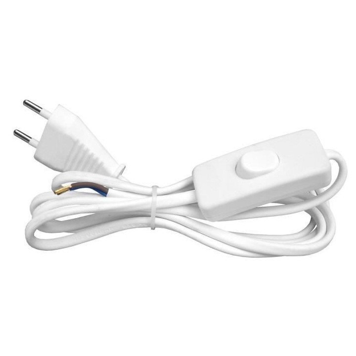 Cordon d'alimentation ZENITECH 1,5m avec interrupteur blanc