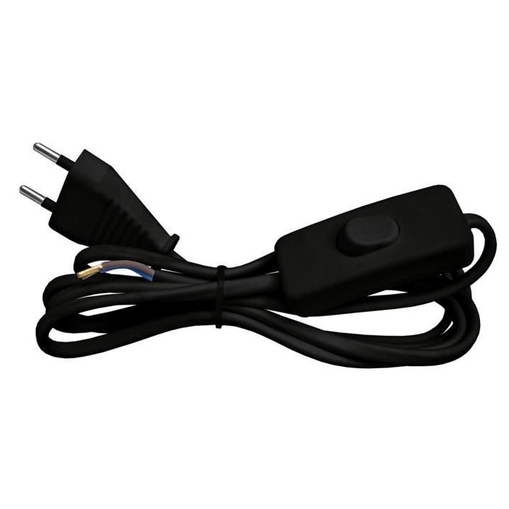 Cordon ZENITECH 1,5m avec interrupteur noir