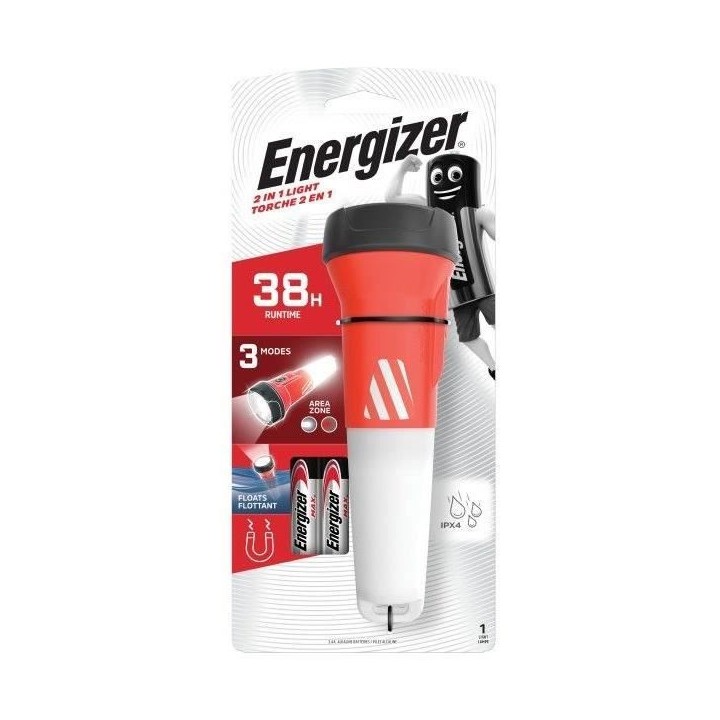 ENERGIZER - Lanterne 2en1 55 lumens + 2 piles AA - Torche a main avec