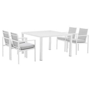 Ensemble repas de jardin encastrable 4 personnes- table 125 x 125 cm -