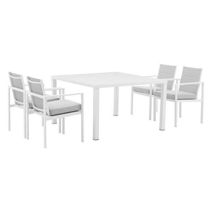 Ensemble repas de jardin encastrable 4 personnes- table 125 x 125 cm -