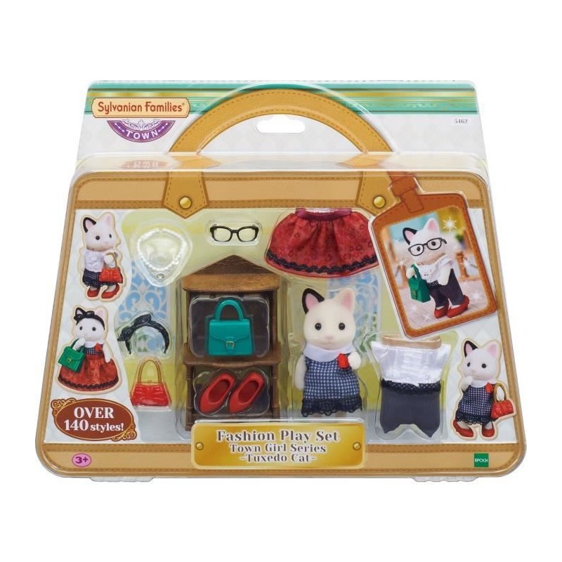 SYLVANIAN FAMILIES - 5462 - La valisette de mode et grande soeur chat bicolore - Le village