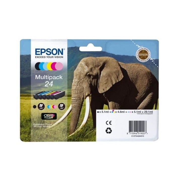 EPSON Multipack 24 - Eléphant - Noir, jaune, cyan, magenta, magenta c