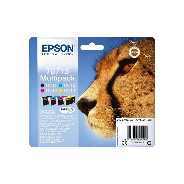 EPSON Multipack T0715 - Guépard - Noir, Cyan, Magenta, Jaune (C13T071