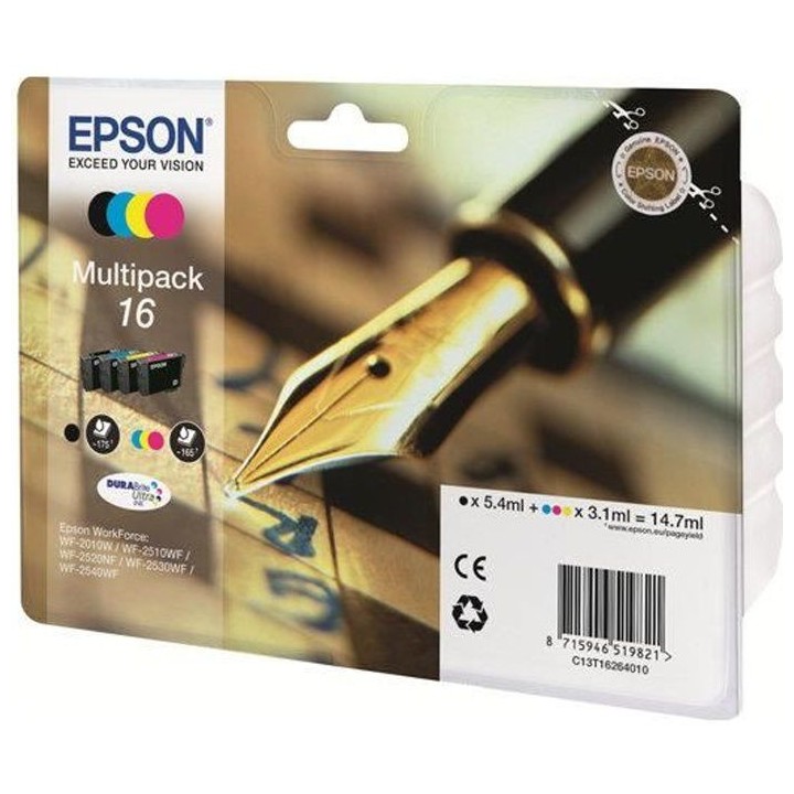 EPSON Multipack T1626 - Stylo Plume - Noir, Cyan, Magenta, Jaune (C13T