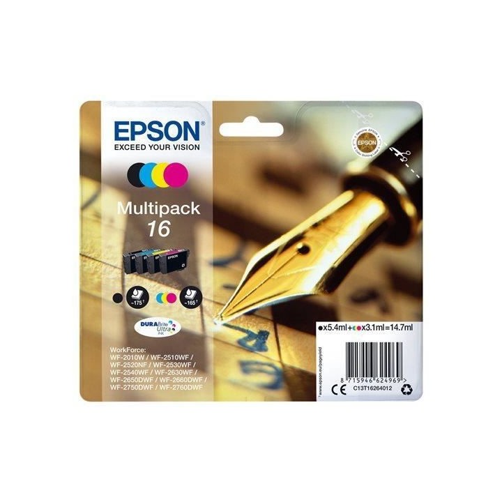 EPSON Multipack T1626 - Stylo Plume - Noir, Cyan, Magenta, Jaune (C13T