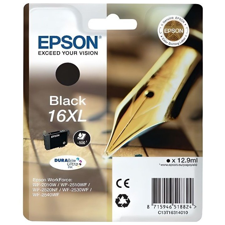 EPSON Cartouche d'encre 16 XL Noir - Stylo Plume (C13T16314022)