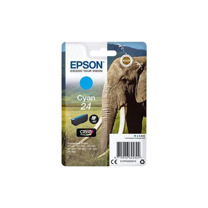 EPSON Cartouche d'encre T2422 Cyan - Eléphant (C13T24224012)