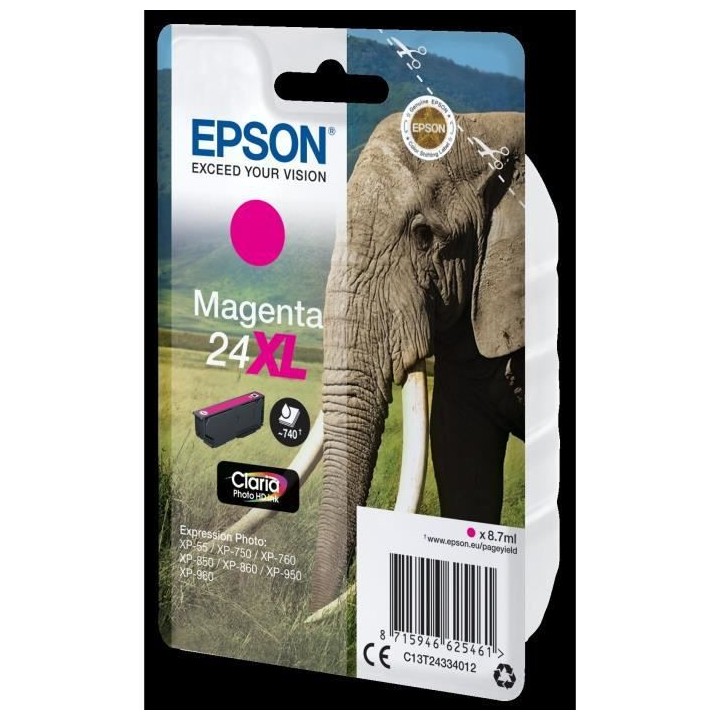 EPSON Cartouche d'encre T2433 XL Magenta - Eléphant (C13T24334012)